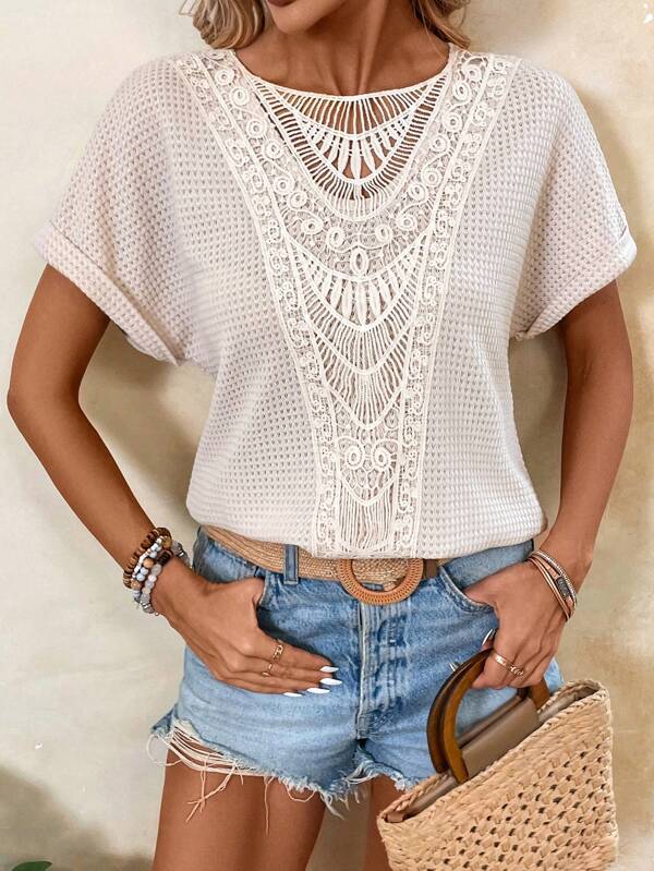 Mara | Beige Lace Shirt - Motheero