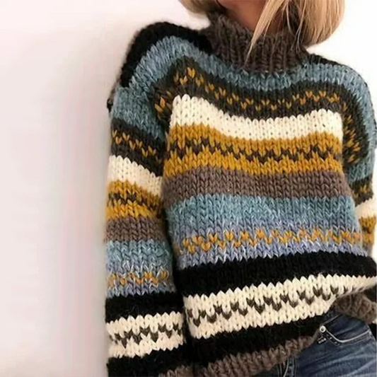 Aria | Striped Knitted Turtleneck Sweater