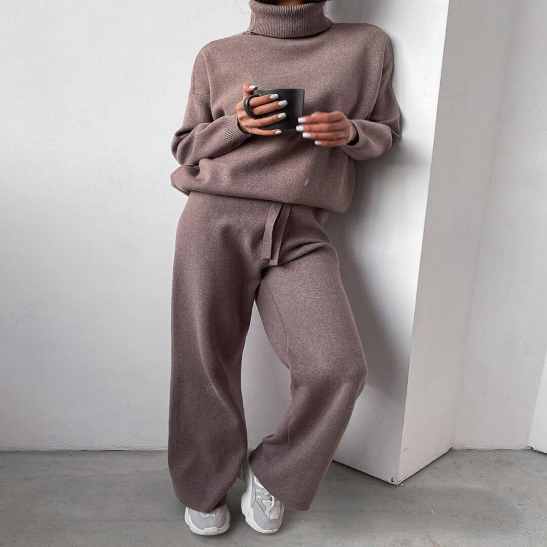 Nova | Knit Turtleneck Sweater and Pants Outfit Set - Motheero