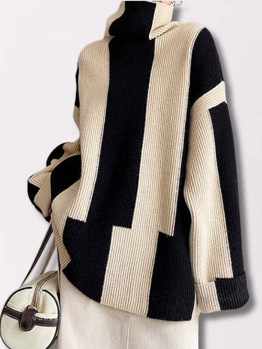 Adele | Women Two-Tone High Neck Sweater