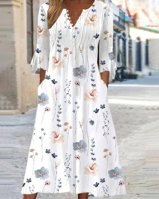 Iris | Floral Cotton Dress - Motheero