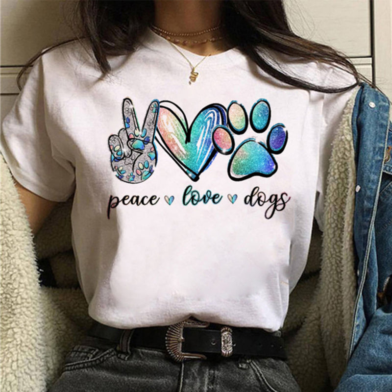 Luna | Graphic “Peace, Love & Dogs” Tee - Motheero