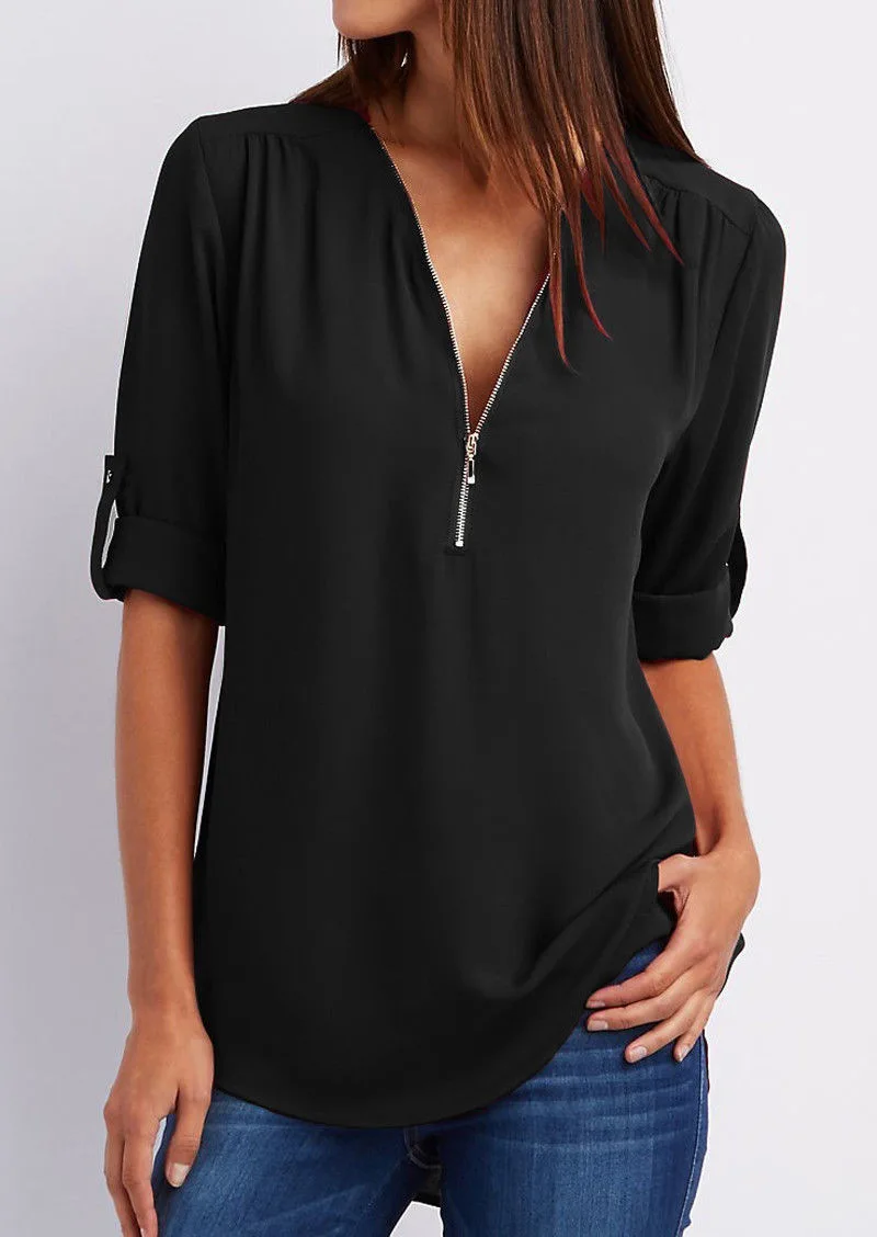 Elise | V‑Neck Blouse - Motheero