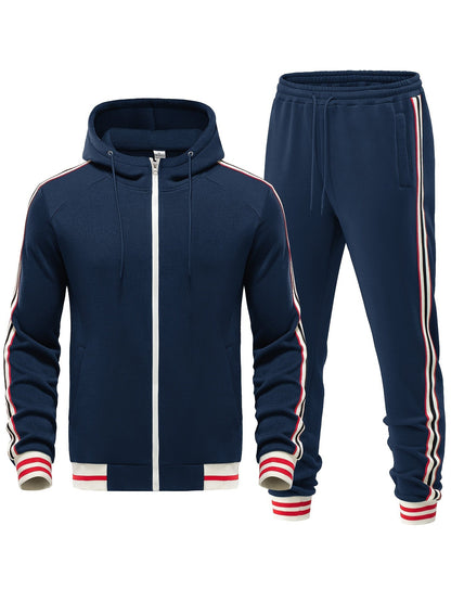Damien | Striped Arm Hoodie and Pants Outfit Set