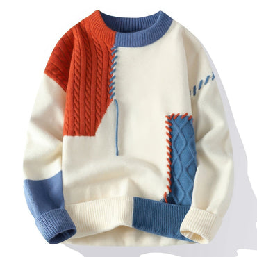 Nerina | Patchwork Knit Heavy Crewneck