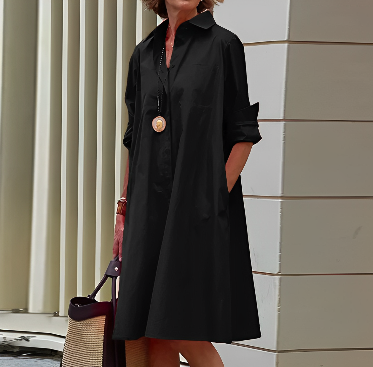 Nara | Minimalist Pocket Shirt Dress - Motheero