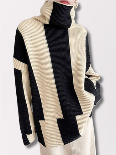 Adele | Women Two-Tone High Neck Sweater