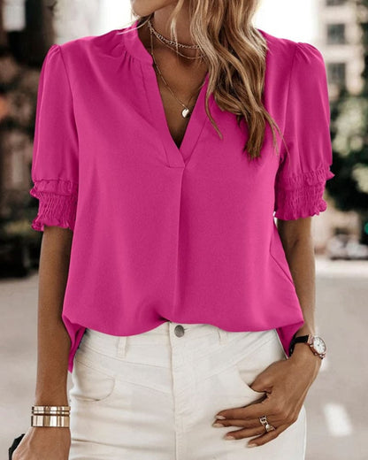 Estella | Elegant V-Neck Blouse - Motheero