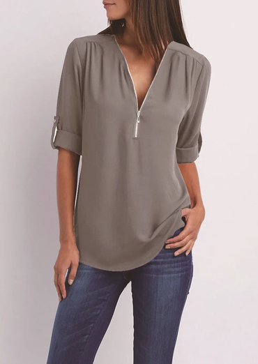 Elise | V‑Neck Blouse - Motheero
