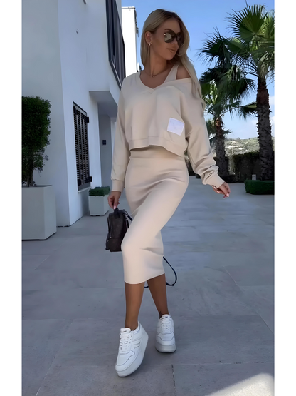 Aria | Comfortable Dress and Sweater Set - Motheero