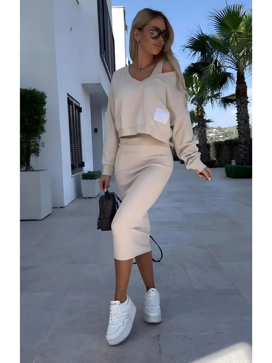 Aria | Comfortable Dress and Sweater Set - Motheero