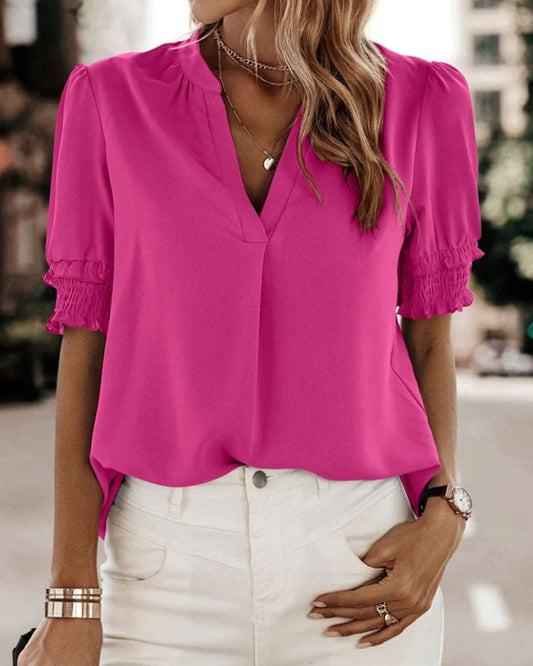 Estella | Elegant V-Neck Blouse - Motheero