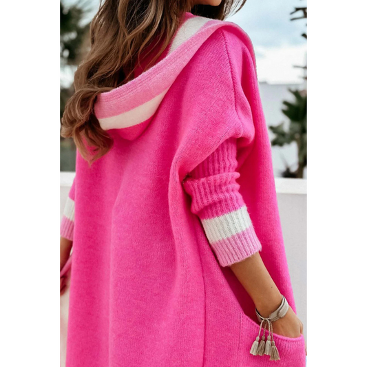 Lina | Women Long Hooded Colorful Cardigan