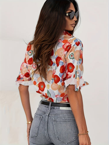 Aurelia | Red Floral Blouse - Motheero