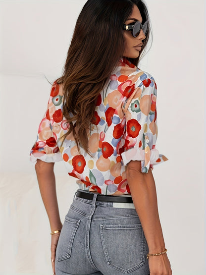 Aurelia | Red Floral Blouse - Motheero