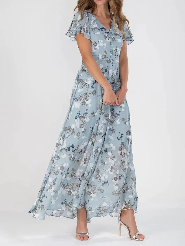 Faya | Floral Summer Dress with Ruffle Sleeves - Motheero