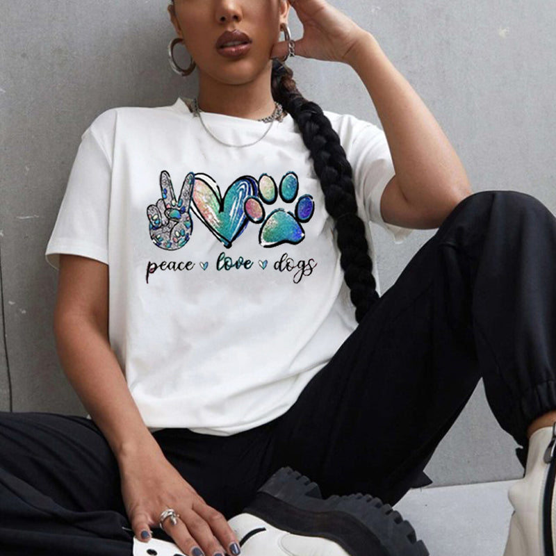Luna | Graphic “Peace, Love & Dogs” Tee - Motheero