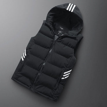 Malven | Hooded Quilted Vest with Stripe Details