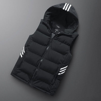 Malven | Hooded Quilted Vest with Stripe Details