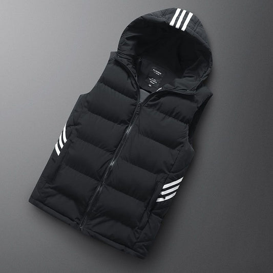 Malven | Hooded Quilted Vest with Stripe Details