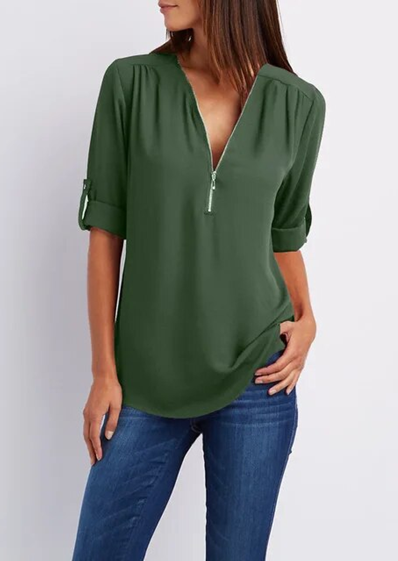 Elise | V‑Neck Blouse - Motheero