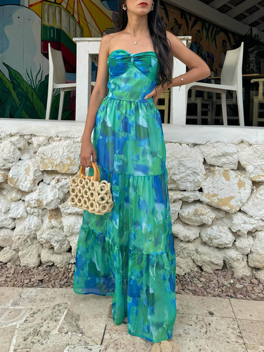Liana | Floral Maxi Tube Dress - Motheero