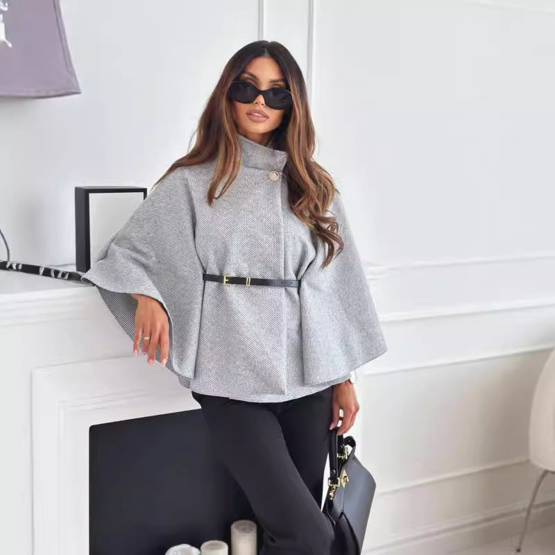 Elara | Belted Flared Poncho - Motheero