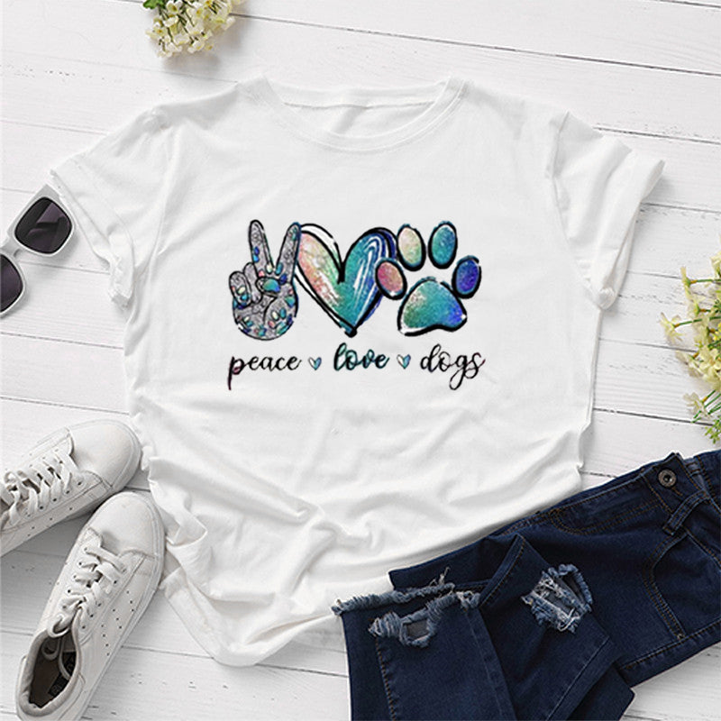 Luna | Graphic “Peace, Love & Dogs” Tee - Motheero