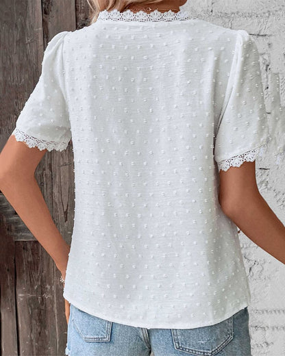 Clara | Lace V‑Neck Blouse - Motheero
