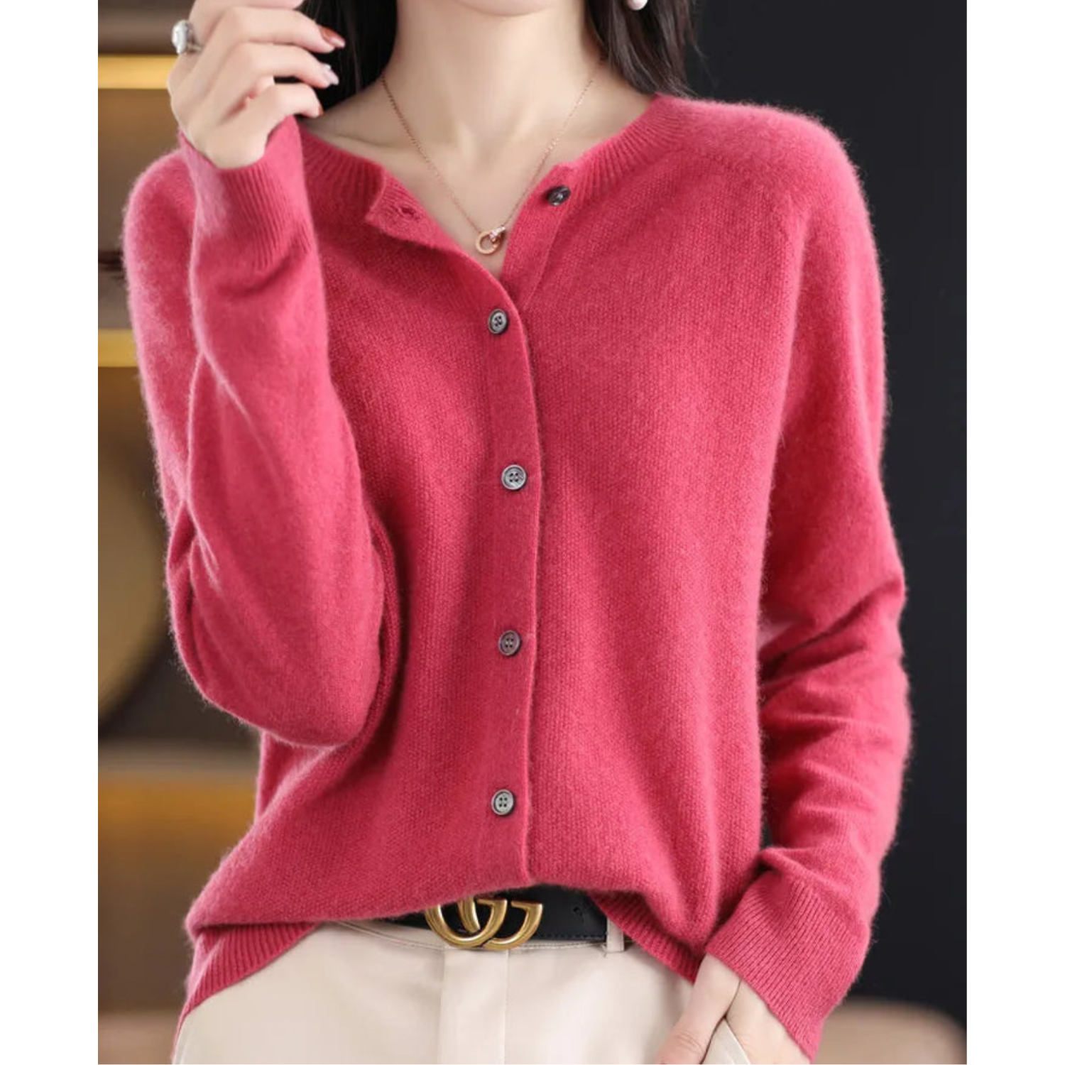 Danielle | Elegant Merino Wool Cardigan - Motheero