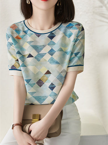 Celeste | Elegant Printed Contrast Shirt - Motheero
