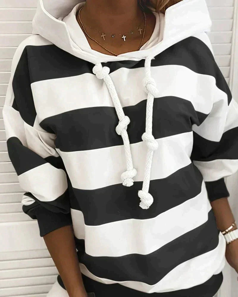 Ariana | Striped Tie-Knot Hoodie - Motheero