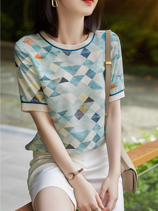 Celeste | Elegant Printed Contrast Shirt - Motheero