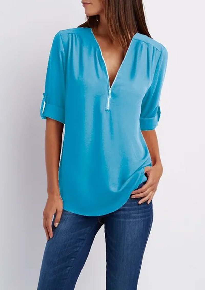 Elise | V‑Neck Blouse - Motheero