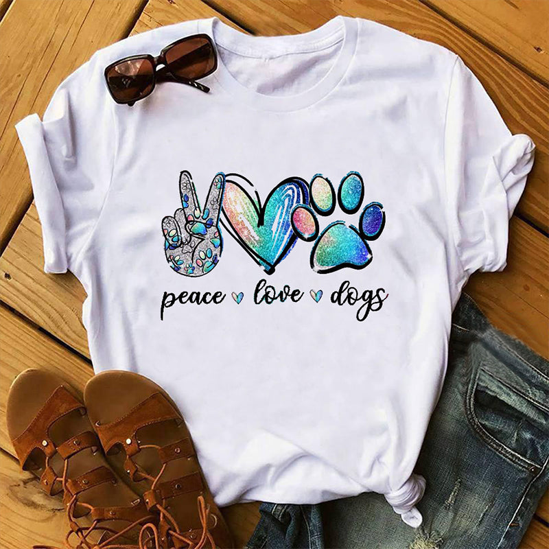 Luna | Graphic “Peace, Love & Dogs” Tee - Motheero