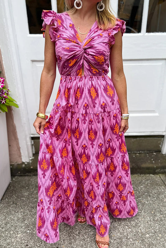 Livia | Retro Maxi Dress with Ruffles - Motheero