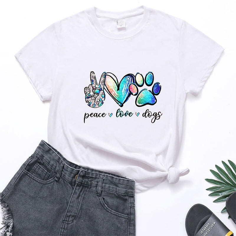 Luna | Graphic “Peace, Love & Dogs” Tee - Motheero