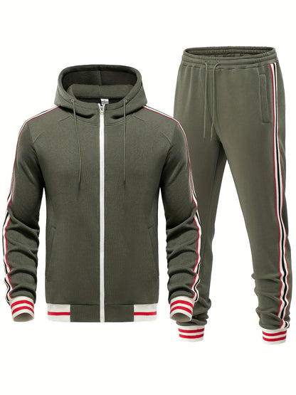 Damien | Striped Arm Hoodie and Pants Outfit Set