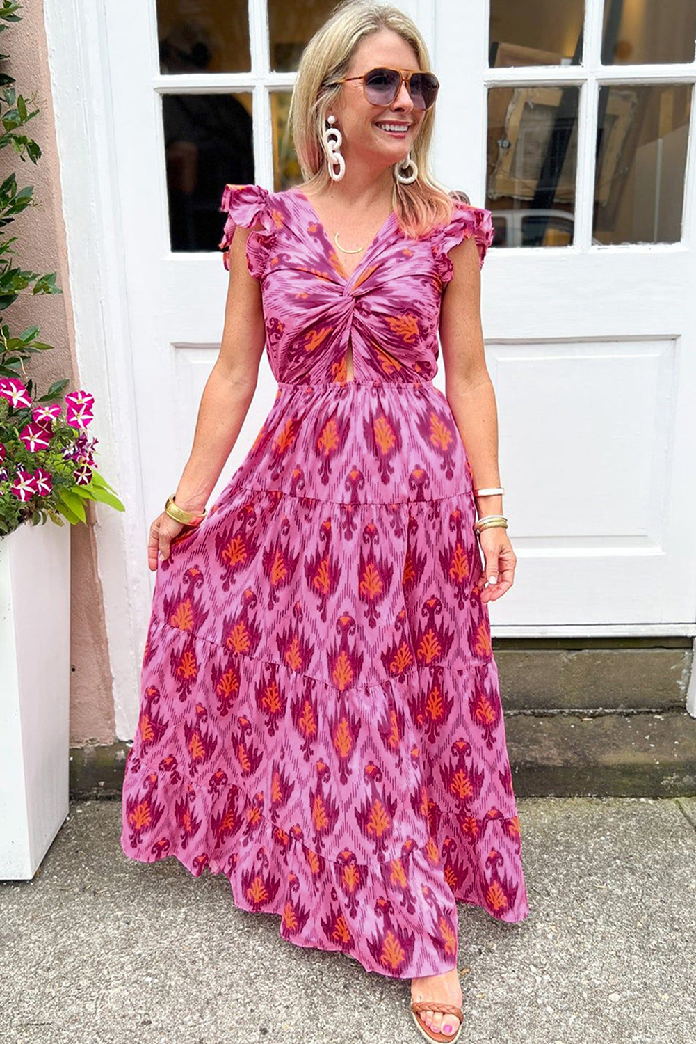 Livia | Retro Maxi Dress with Ruffles - Motheero
