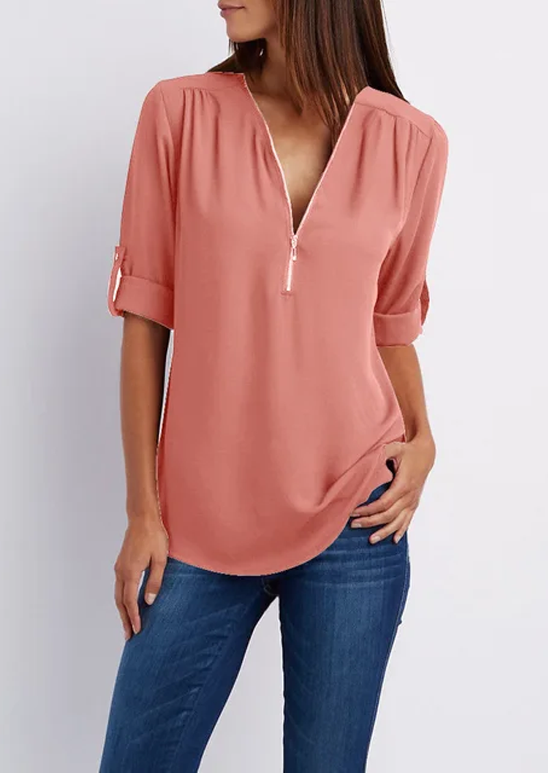 Elise | V‑Neck Blouse - Motheero