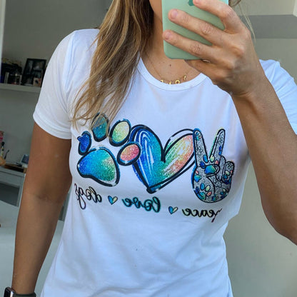 Luna | Graphic “Peace, Love & Dogs” Tee - Motheero