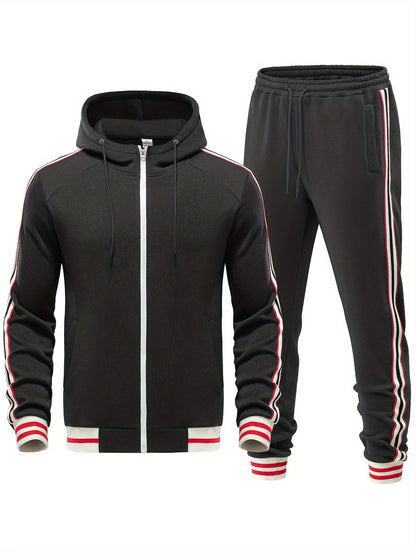 Damien | Striped Arm Hoodie and Pants Outfit Set