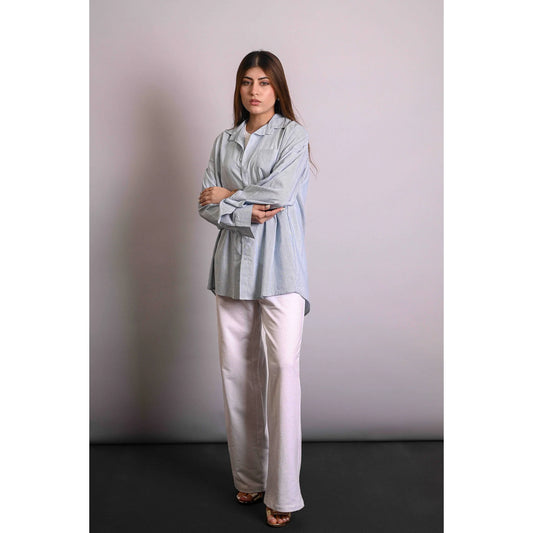 Elena | Blue Striped Oversized Shirt