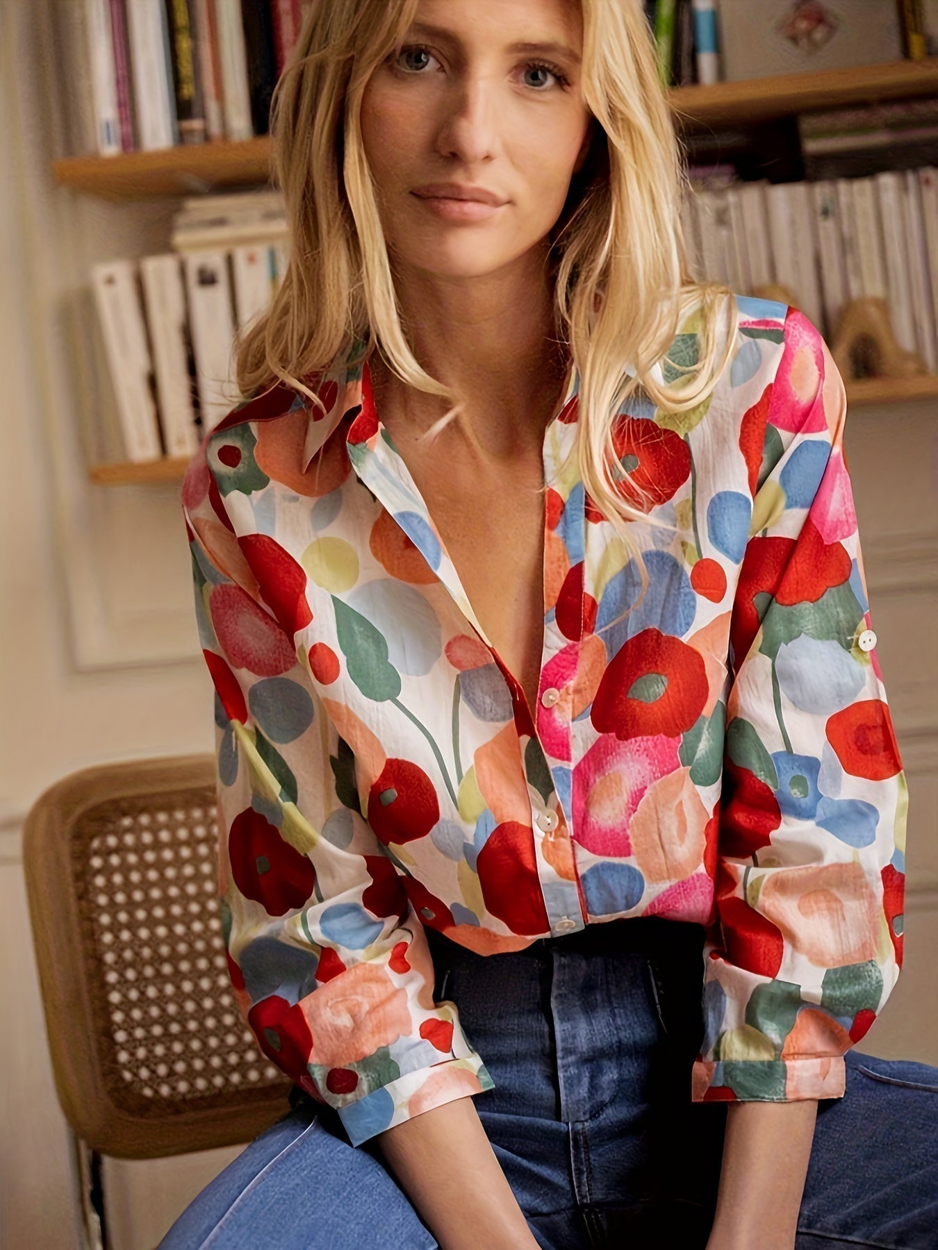 Aurelia | Red Floral Blouse - Motheero