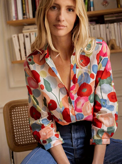 Aurelia | Red Floral Blouse - Motheero