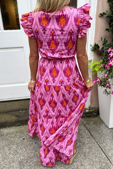 Livia | Retro Maxi Dress with Ruffles - Motheero