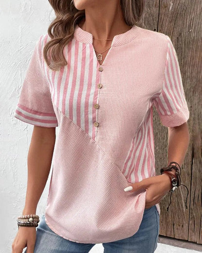 Marina | Relaxed Striped Cotton  Blouse - Motheero