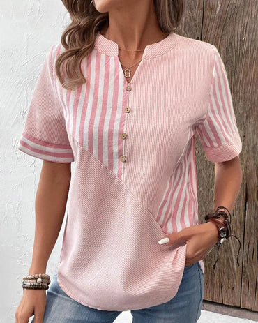 Marina | Relaxed Striped Cotton  Blouse - Motheero
