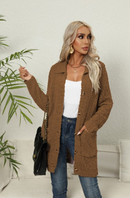 Clarisse | Women Teddy Fleece Button-Up Cardigan