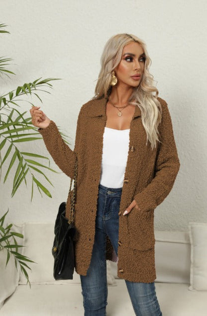 Clarisse | Women Teddy Fleece Button-Up Cardigan